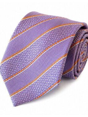 David Donahue Vivid Tie Handmade Purple Striped 100%Silk Made In USA